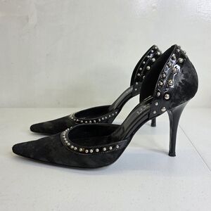 Versace Women's Black Calf-Skin Leather Pumps Designer Shoes